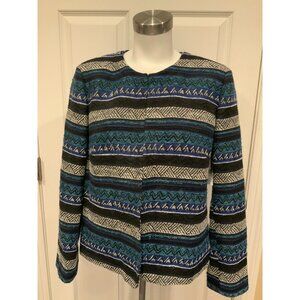 Tahari Arthur S. Levine Multicolor Geometric Patterned Jacket, Size 16 (US)